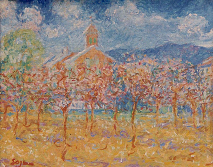 Peach trees Sarrians Provence - oil on canvas - 20 X 15 inches - SOLD